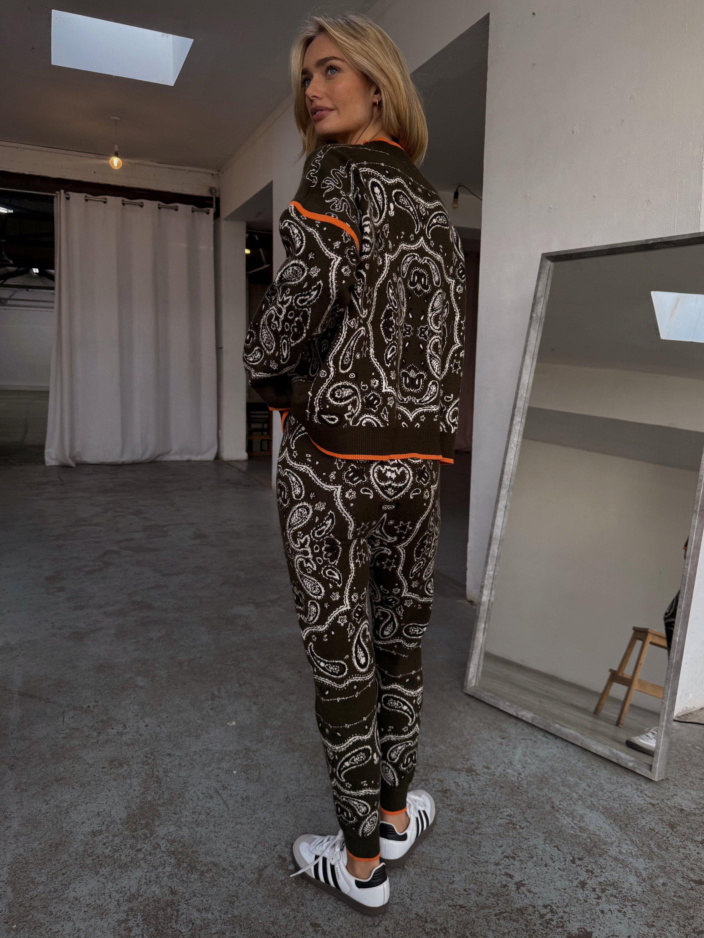 Product image 2 of 5, which shows Never Fully Dressed Dana Bandana Print Jumper, Khaki, XS