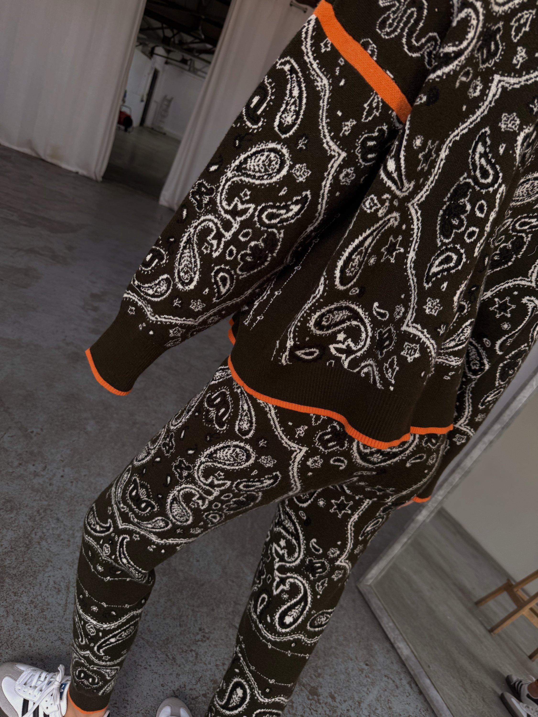 Product image 4 of 5, which shows Never Fully Dressed Dana Bandana Print Jumper, Khaki, XS