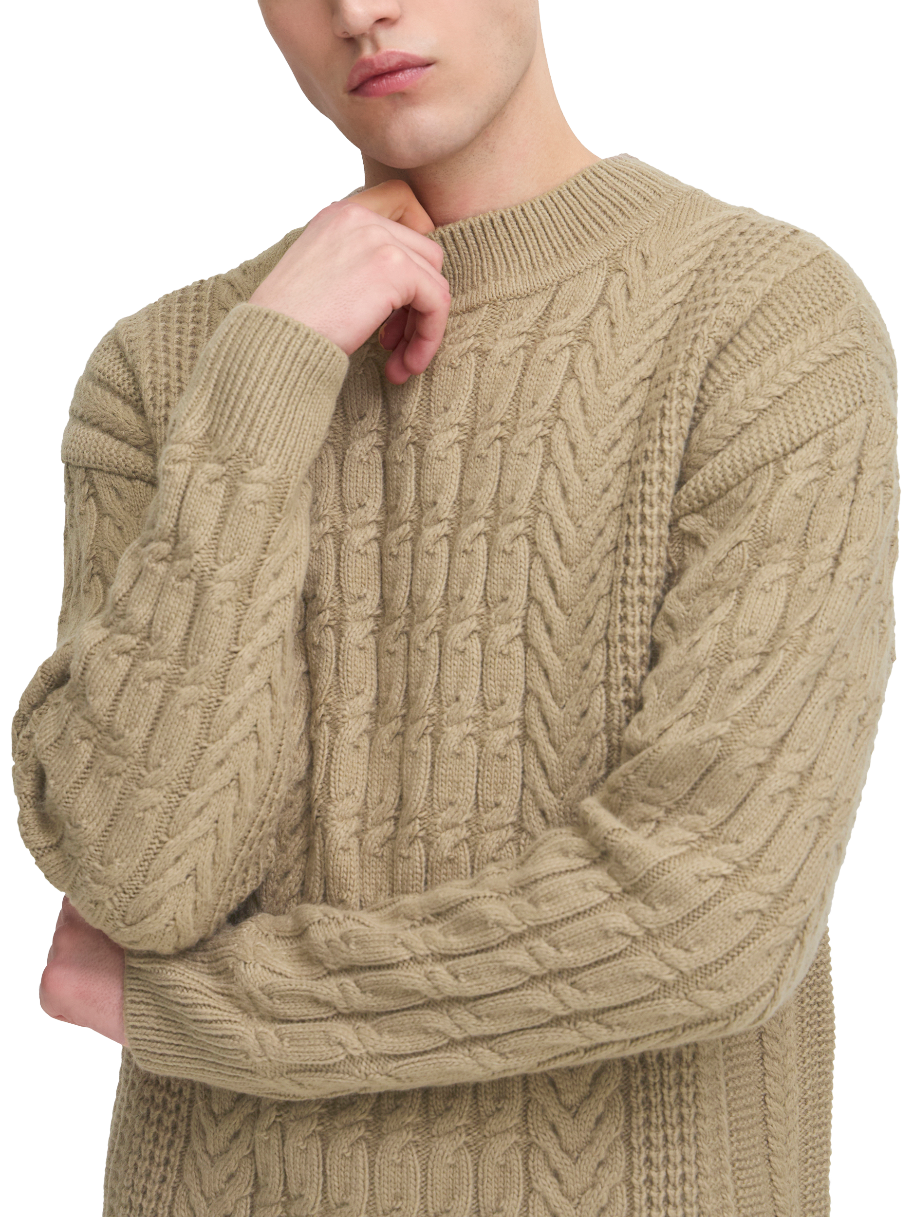 Product image 4 of 7, which shows Casual Friday Millow Wool Blend High Crew Neck Jumper, Mid Brown, M