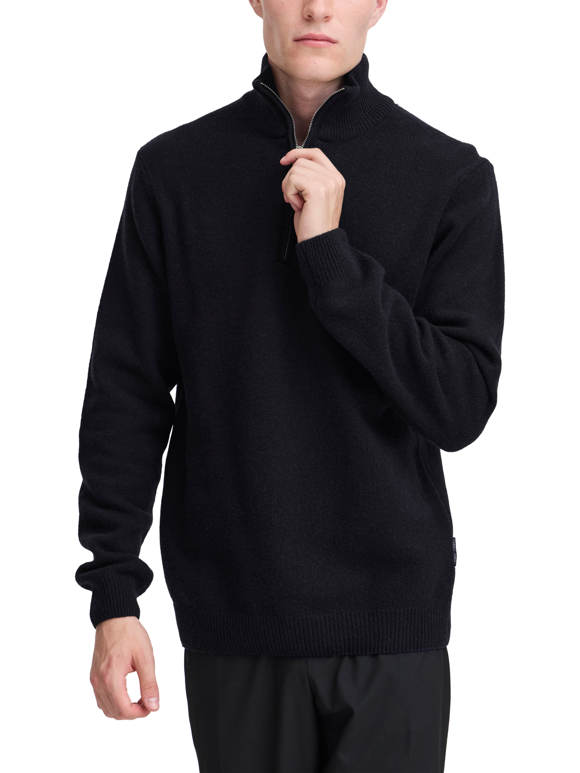 Product image 1 of 7, which shows casual Friday Karl Wool Blend Half Zip Long Sleeve Jumper, Dark Navy, S