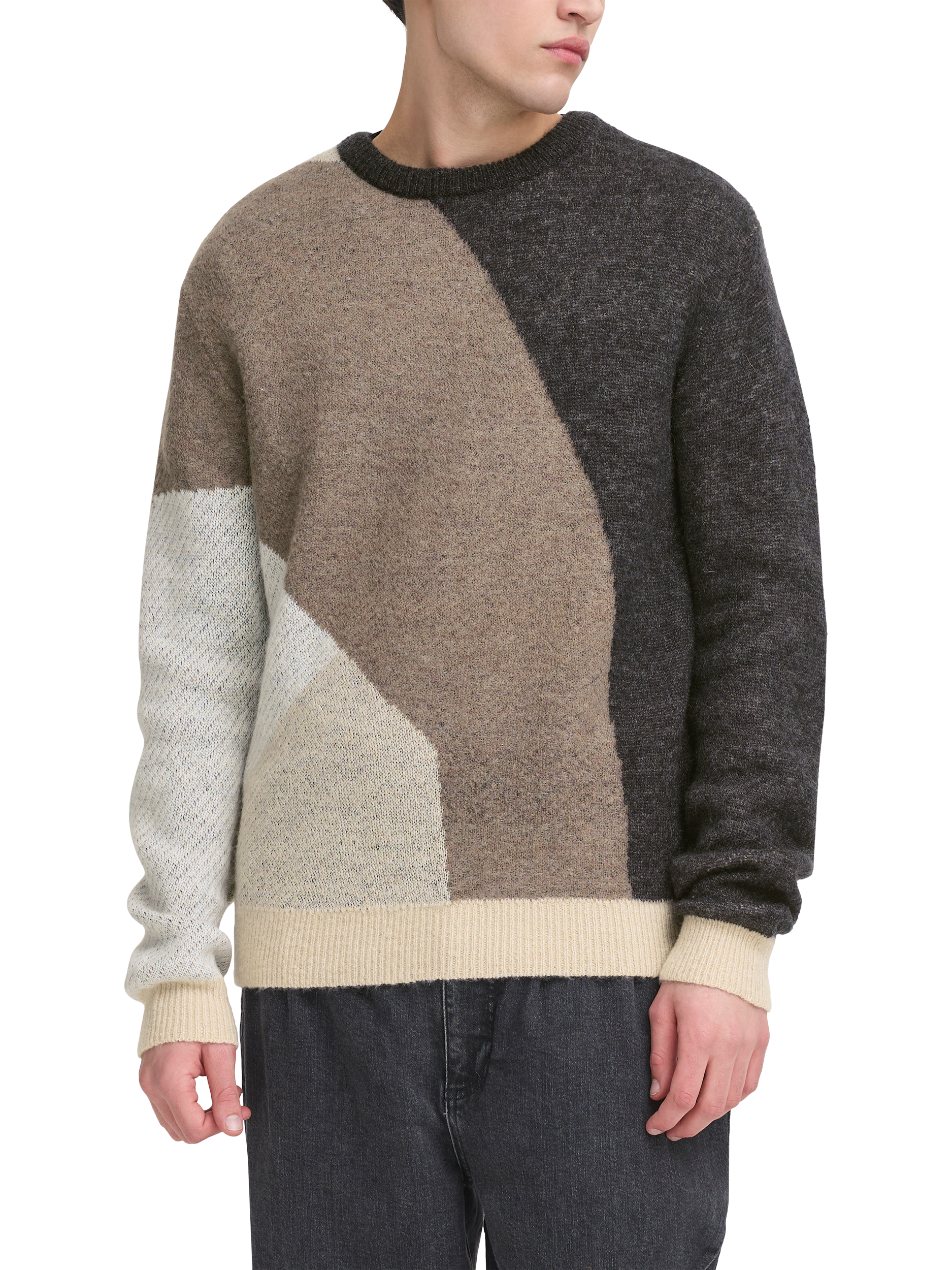 Product image 1 of 7, which shows Casual Friday Noe Wool Blend NOE Crew Neck Jumper, Grey/Multi, XXL