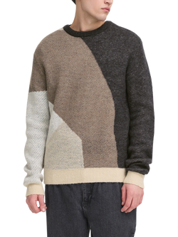 Casual Friday Noe Wool Blend NOE Crew Neck Jumper, Grey/Multi