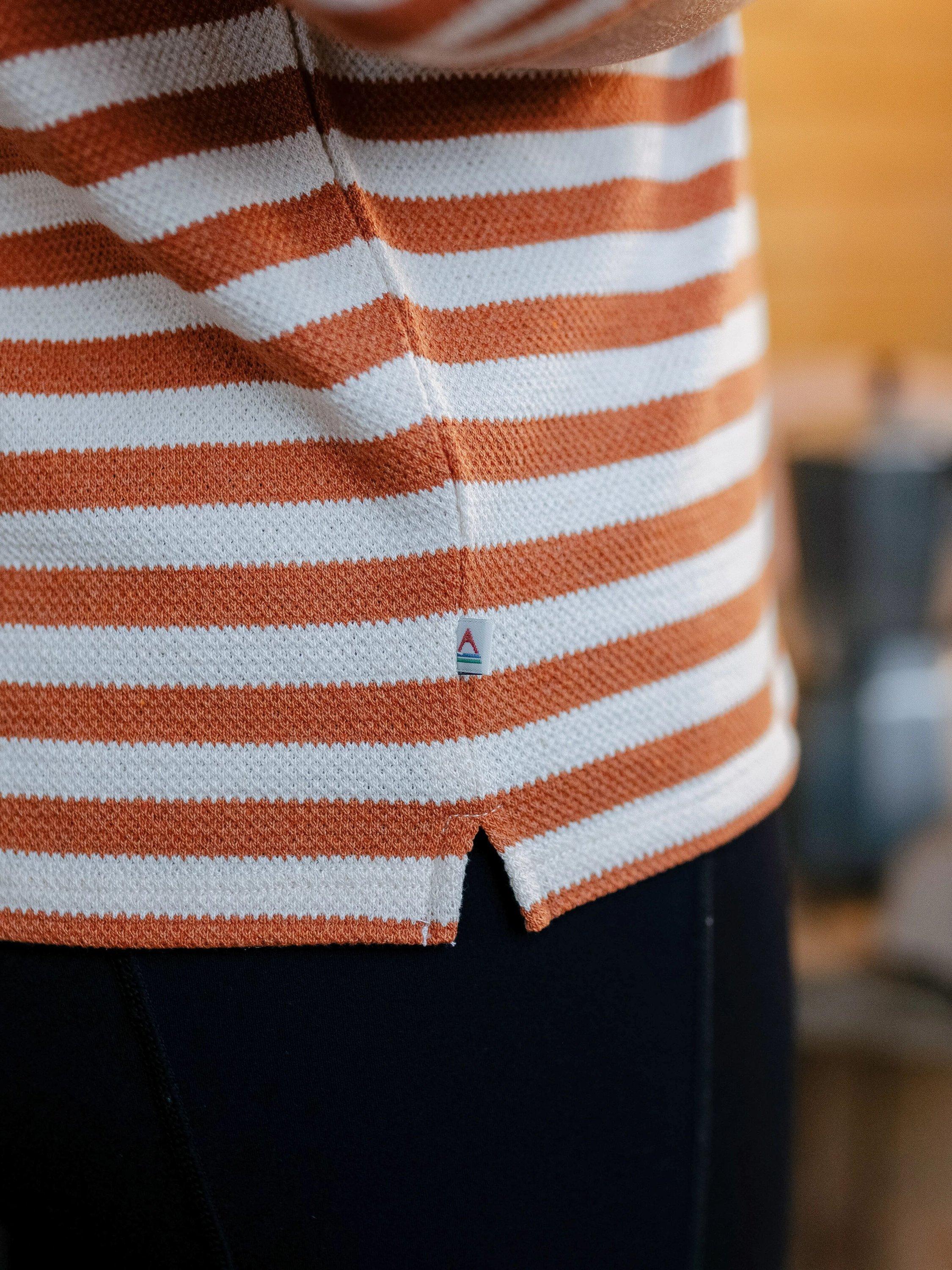 Product image 3 of 7, which shows Passenger Panorama Stripe Jersey Top, White/Orange, XS