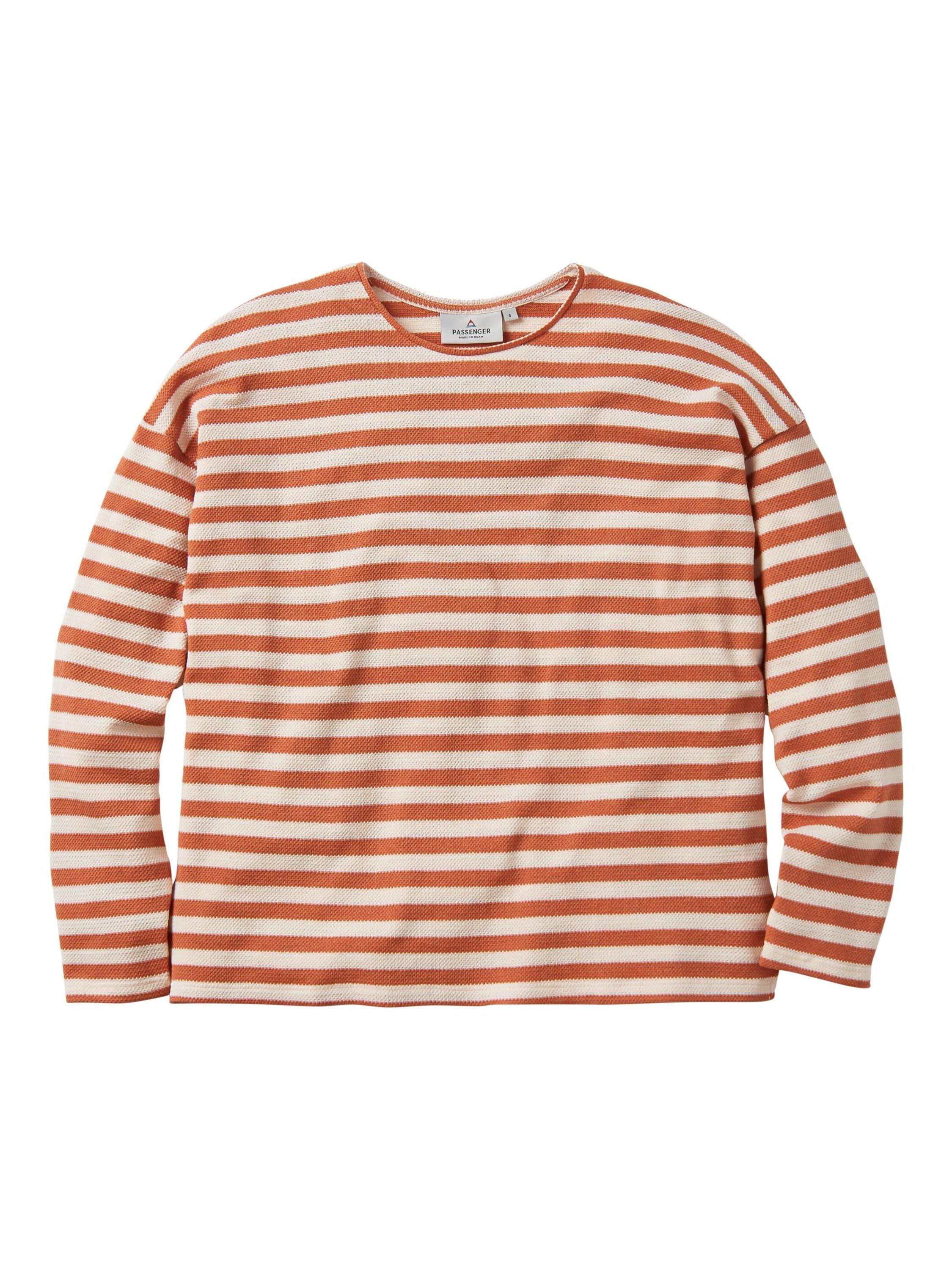 Product image 4 of 7, which shows Passenger Panorama Stripe Jersey Top, White/Orange, XS