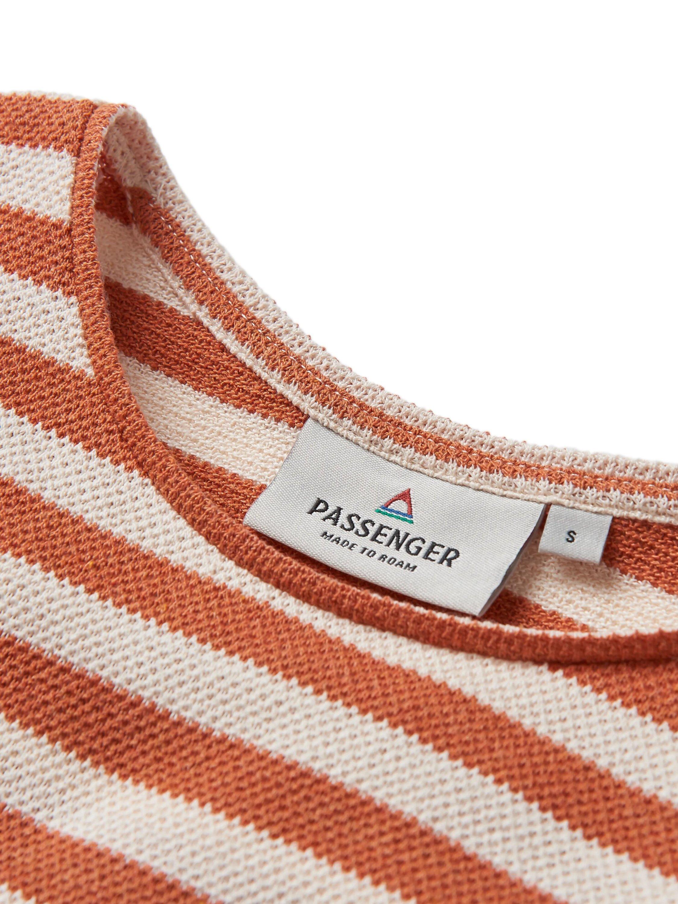 Product image 5 of 7, which shows Passenger Panorama Stripe Jersey Top, White/Orange, XS