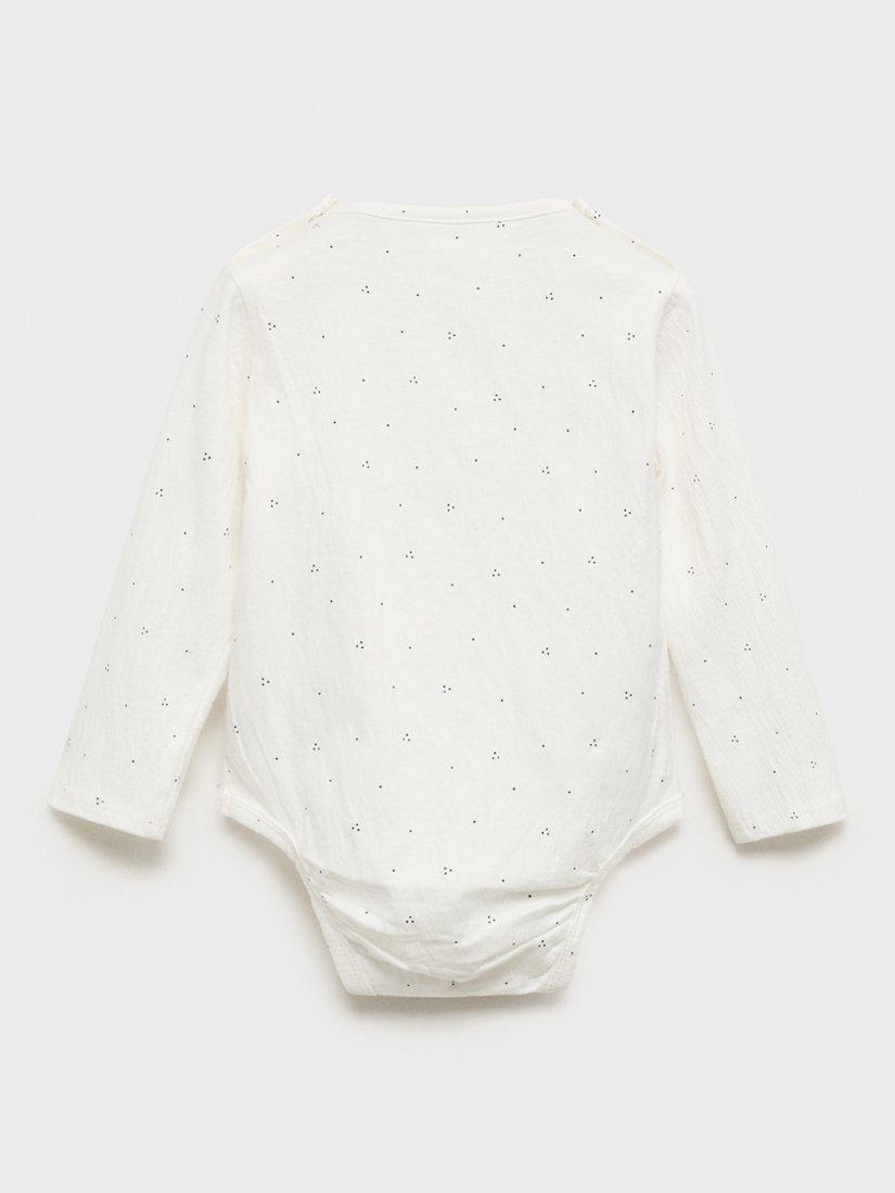 Product image 2 of 4, which shows Mango Baby Cotton Dotted Print Bodysuit, Natural White, 6-9 months