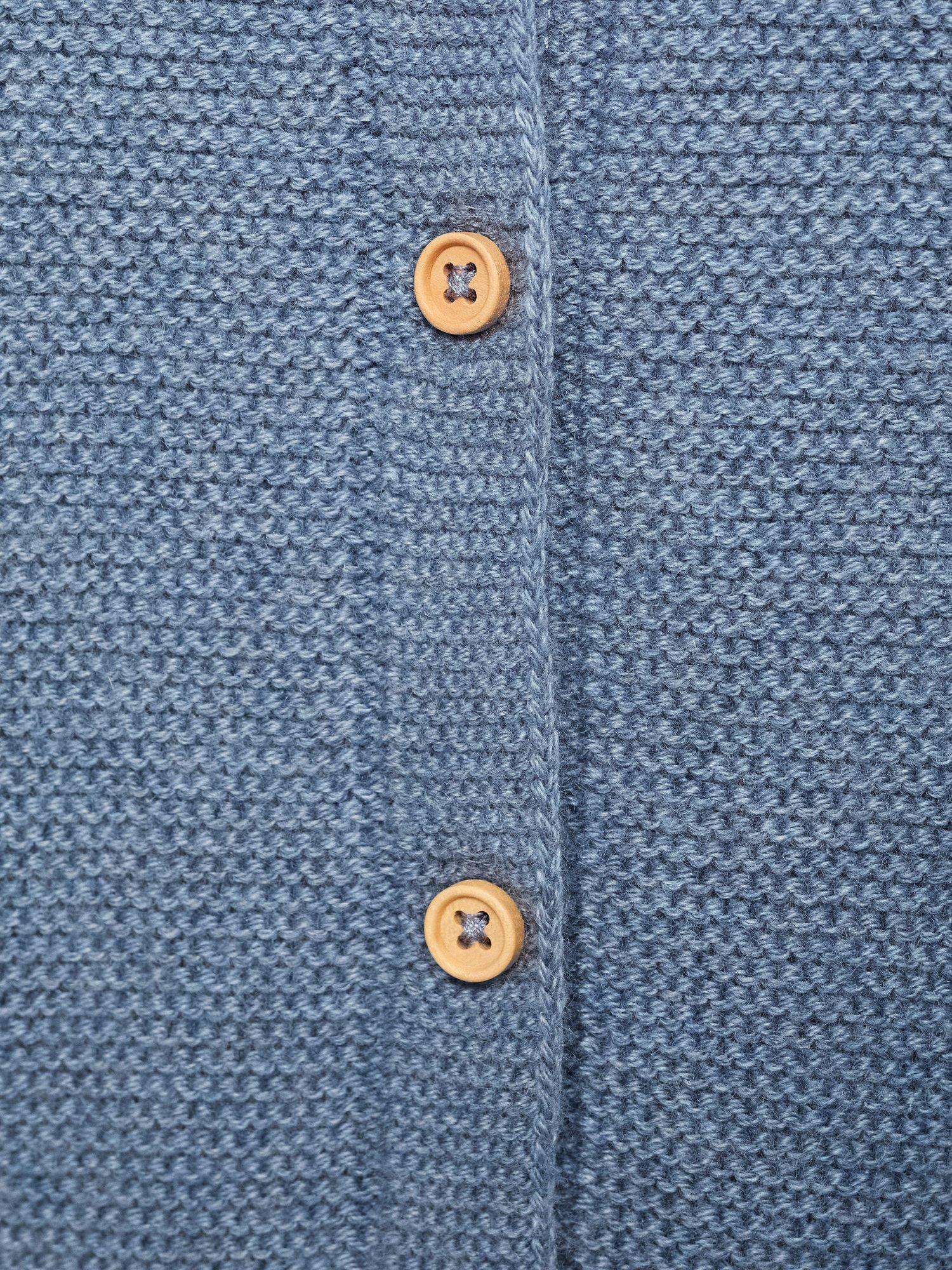 Product image 3 of 4, which shows Mango Baby Cotton Blend Long Sleeved Cardigan, Medium Blue, 1-3 months