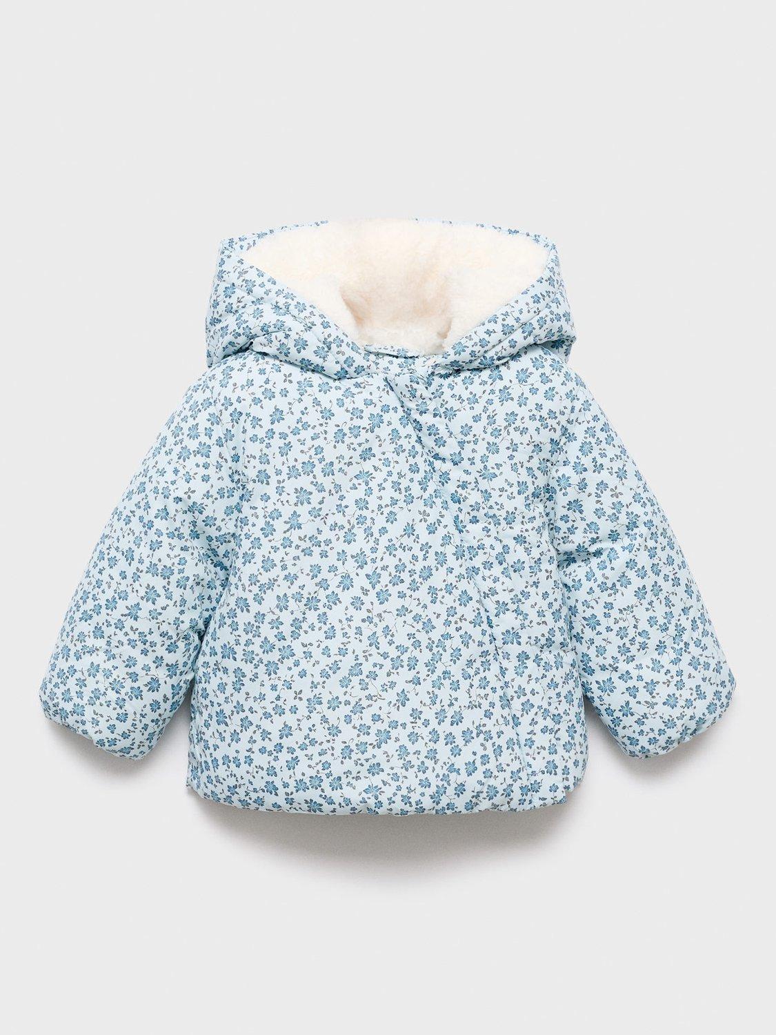 Product image 1 of 4, which shows Mango Baby Porti Hooded Puffer Jacket, Medium Blue, 3-6 months