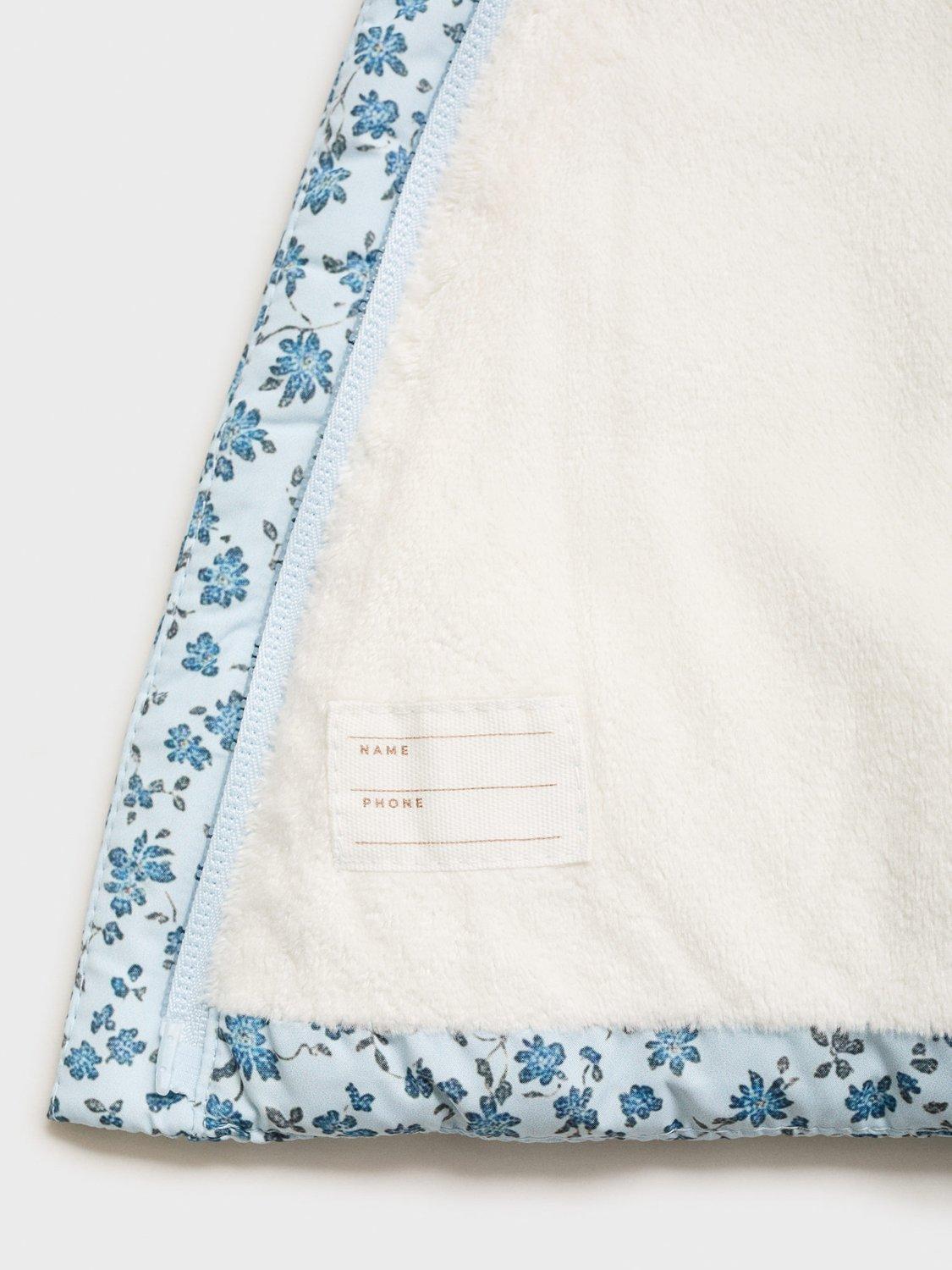 Product image 4 of 4, which shows Mango Baby Porti Hooded Puffer Jacket, Medium Blue, 3-6 months