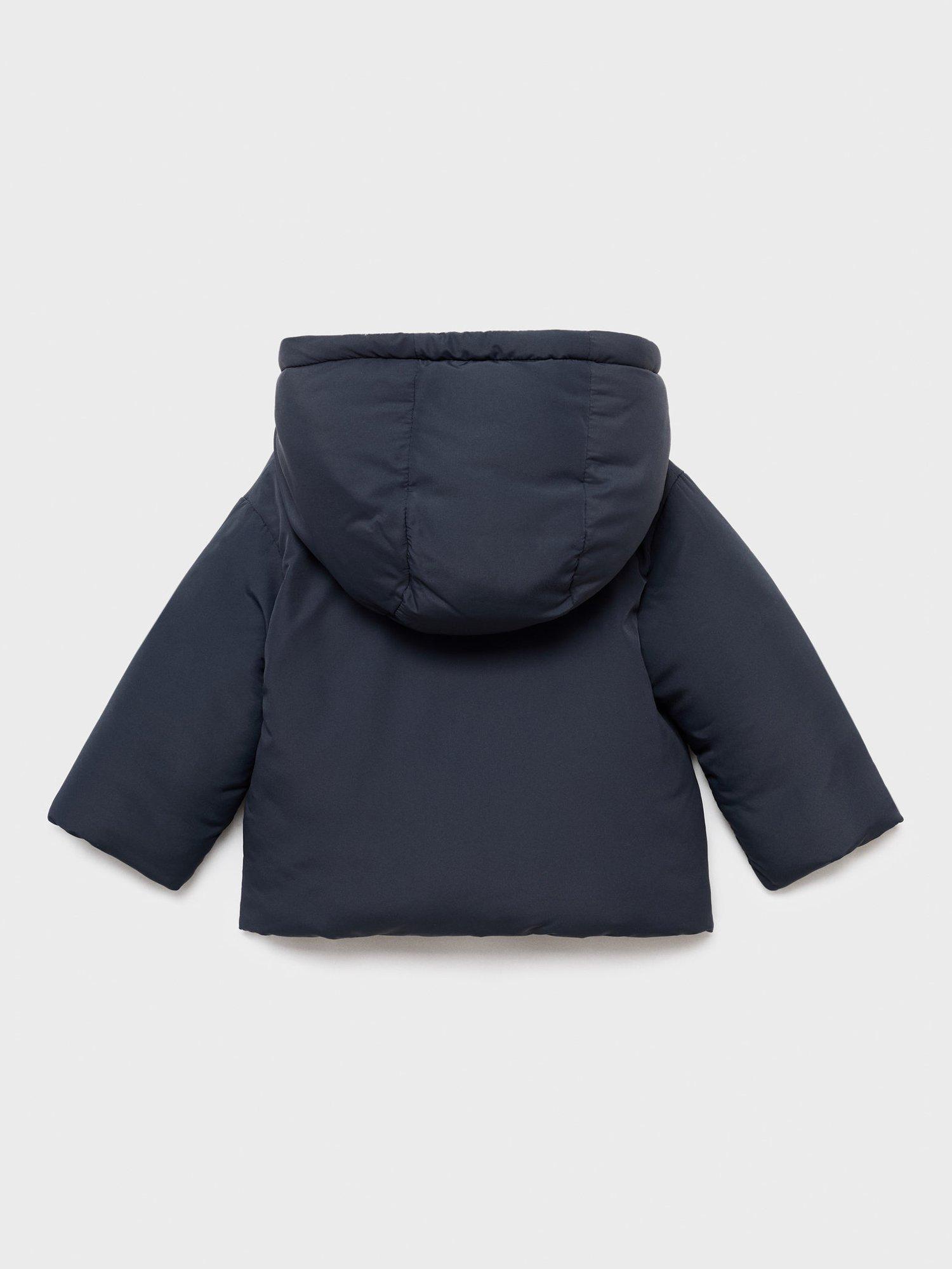 Product image 2 of 4, which shows Mango Baby Vichy Hooded Puffer Jacket, Navy, 12-18 months