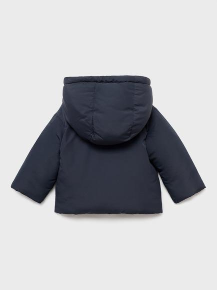 Mango Baby Vichy Hooded Puffer Jacket, Pastel Pink - view 2, Navy