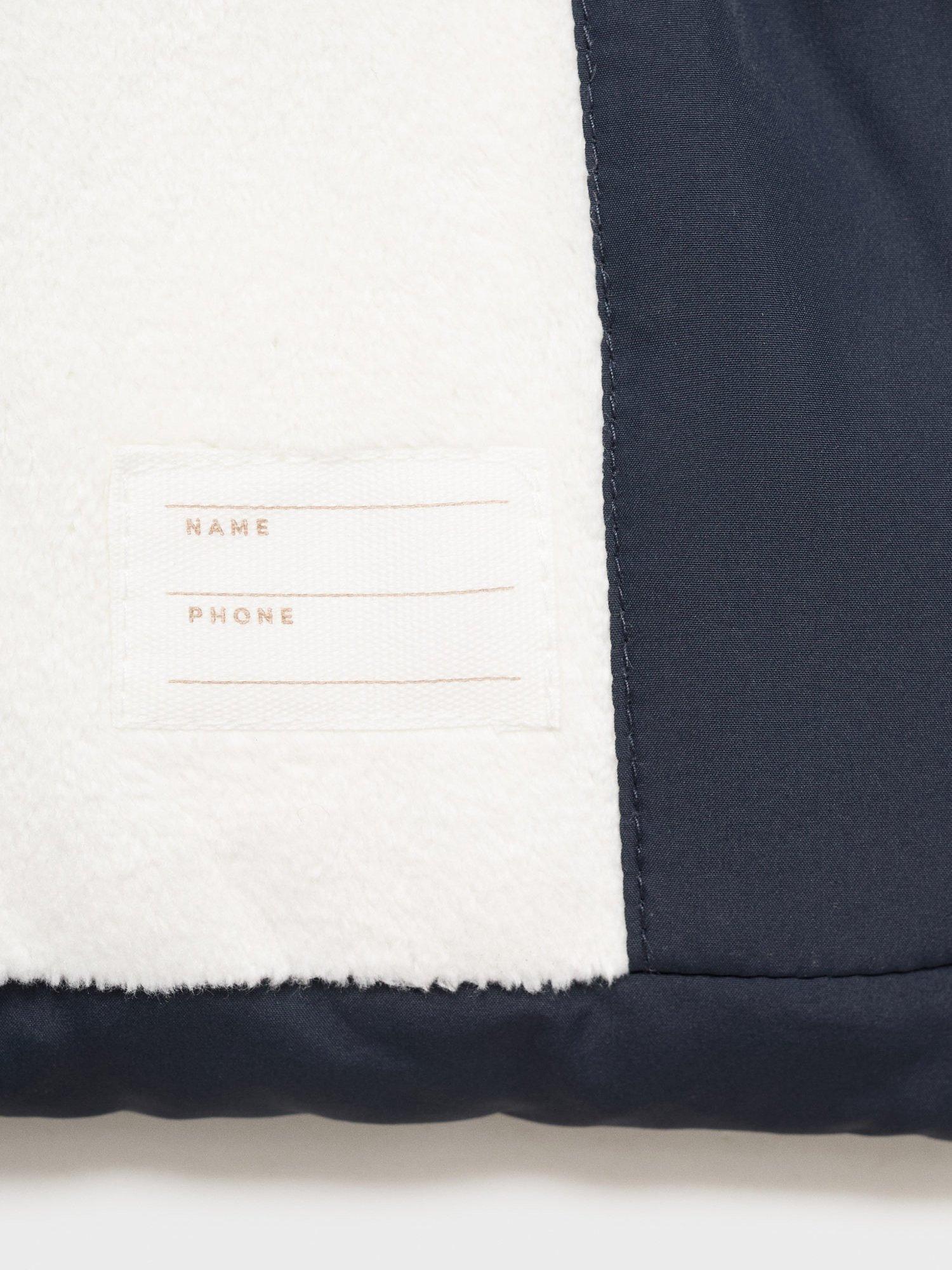 Product image 3 of 4, which shows Mango Baby Vichy Hooded Puffer Jacket, Navy, 12-18 months