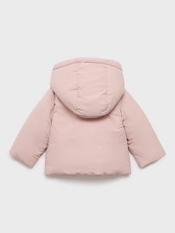 Mango Baby Vichy Hooded Puffer Jacket, Pastel Pink - view 2, Pastel Pink