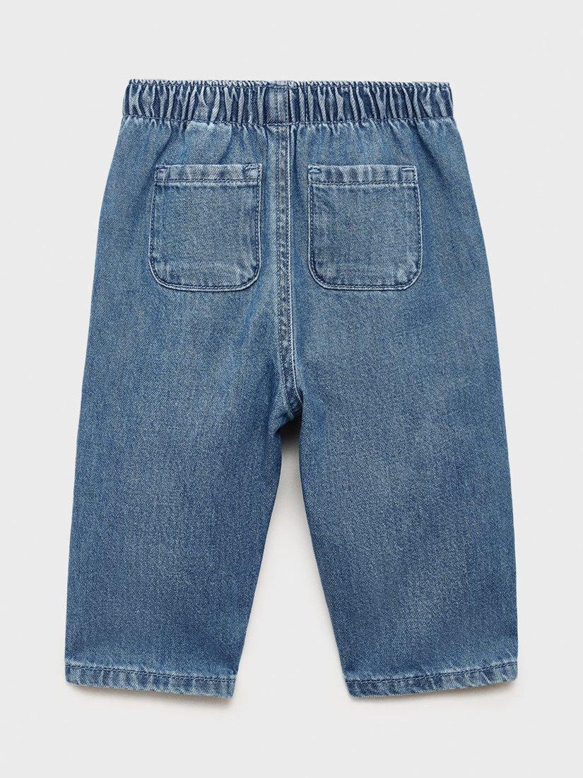 Product image 2 of 4, which shows Mango Baby Turbo Denim Elasticated Trousers, Open Blue, 1-3 months