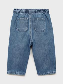 Mango Baby Turbo Denim Elasticated Trousers, Open Blue - view 2, Open Blue