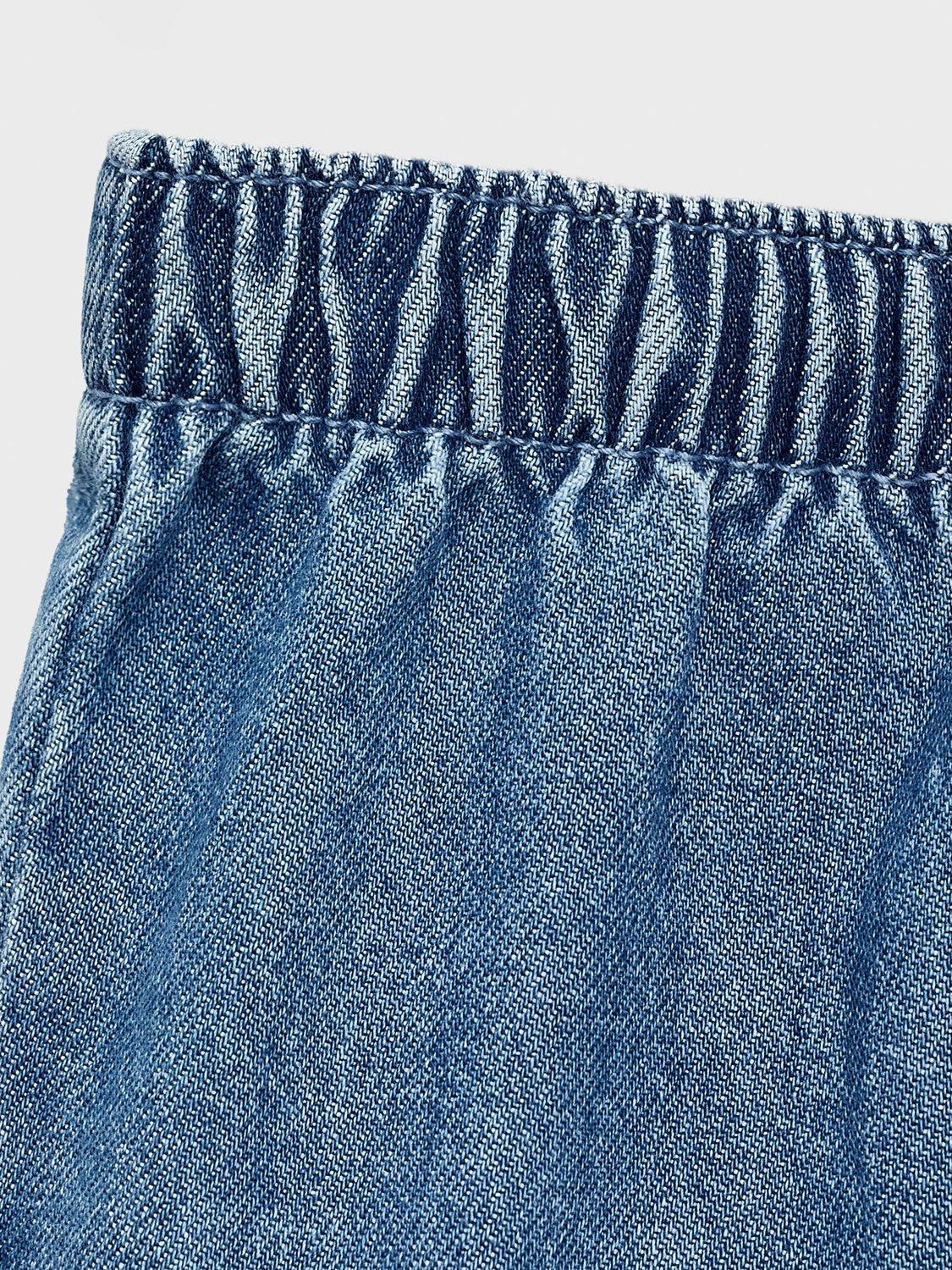 Product image 3 of 4, which shows Mango Baby Turbo Denim Elasticated Trousers, Open Blue, 1-3 months