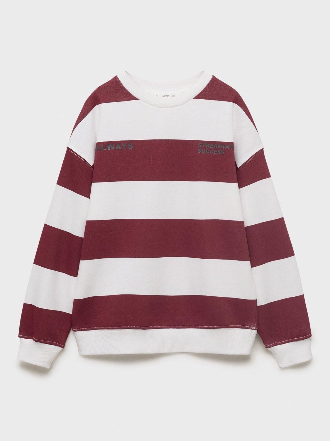 Product image 1 of 5, which shows Mango Kids' Striblo Sweatshirt, Dark Red, 9-10 years