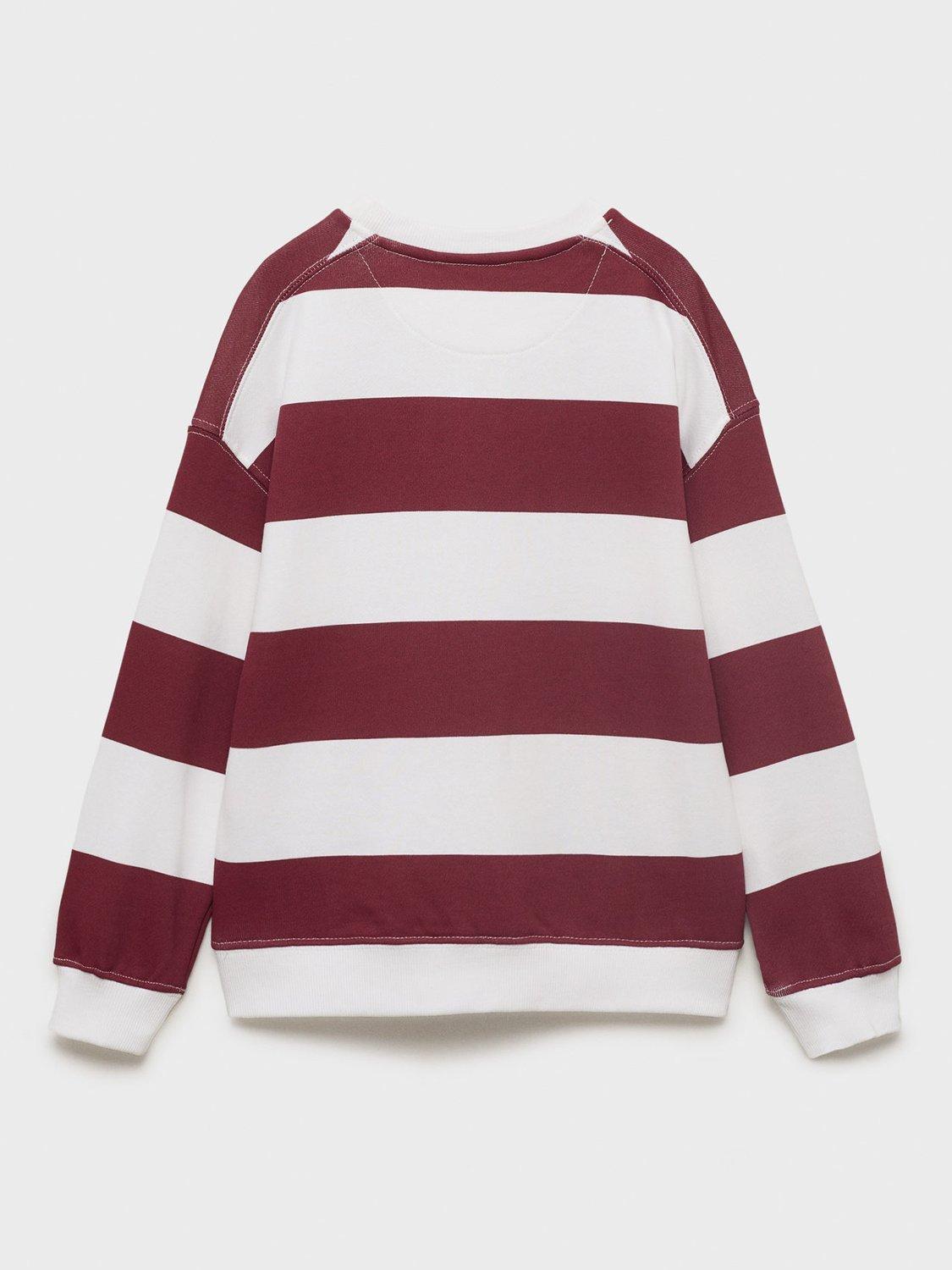 Product image 2 of 5, which shows Mango Kids' Striblo Sweatshirt, Dark Red, 9-10 years