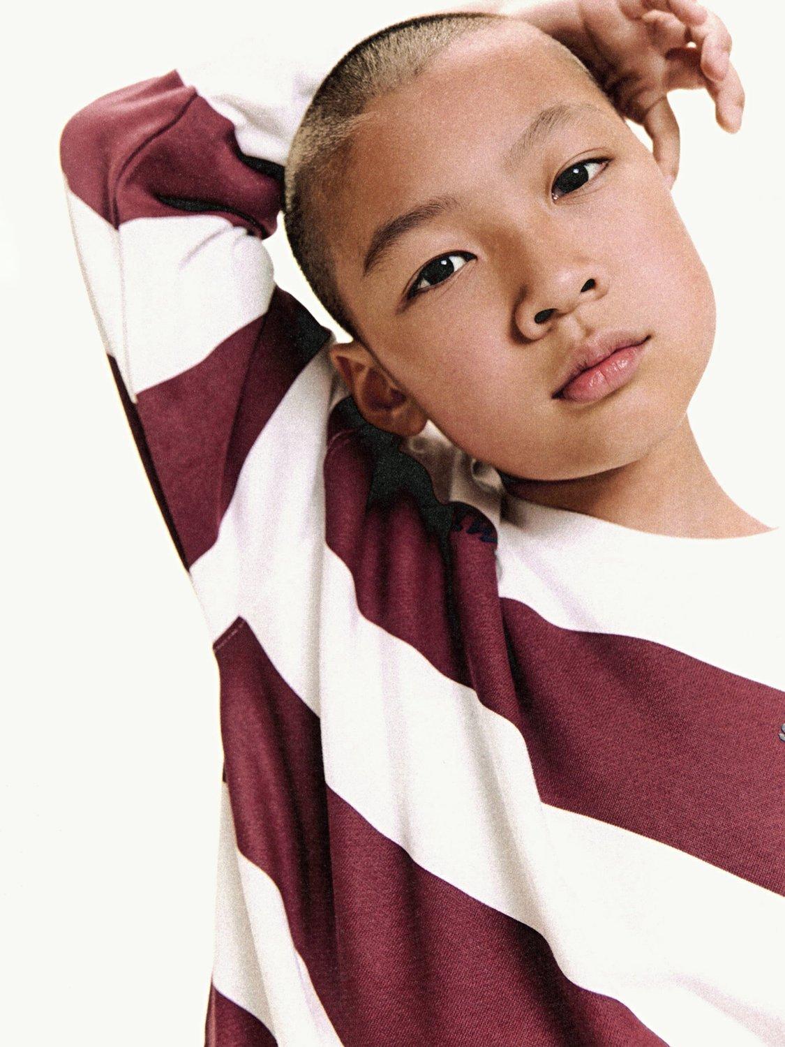 Product image 4 of 5, which shows Mango Kids' Striblo Sweatshirt, Dark Red, 9-10 years