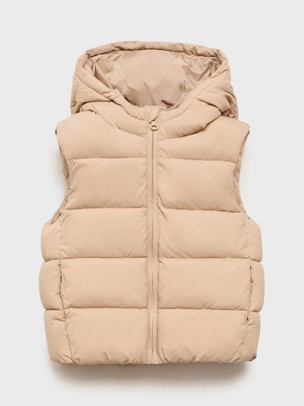 Mango Kids' Aldov Gilet, Light Pastel Brown