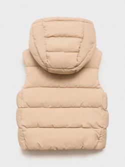 Mango Kids' Aldov Gilet - view 2, Light Pastel Brown