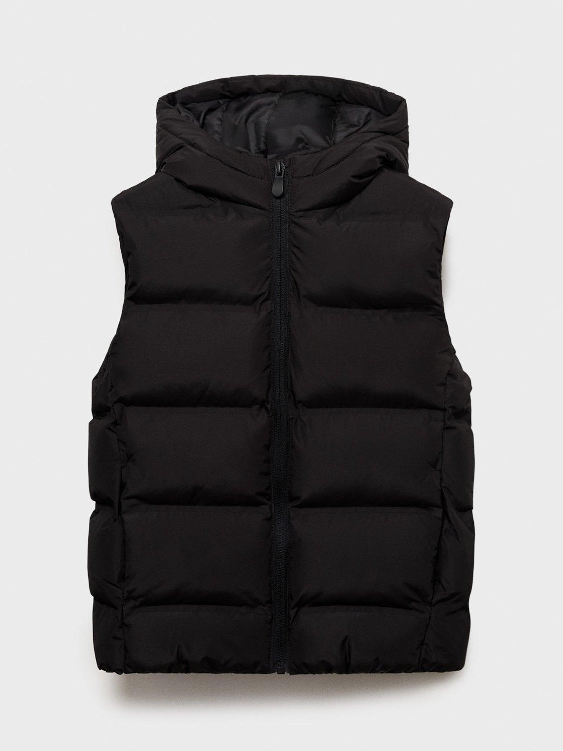 Product image 1 of 4, which shows Mango Kids' Manel Padded Gilet, Black, 11-12 years
