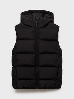 Mango Kids' Manel Padded Gilet, Black