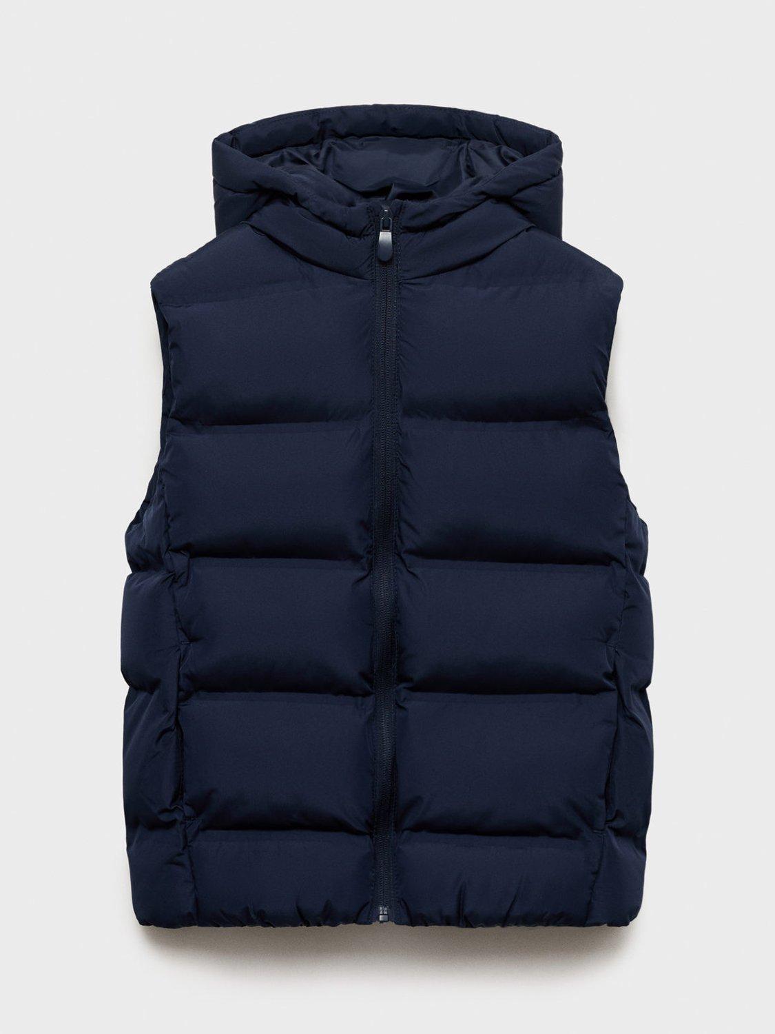 Product image 1 of 4, which shows Mango Kids' Manel Padded Gilet, Navy, 5-6 years
