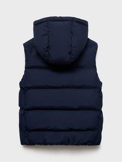 Mango Kids' Manel Padded Gilet - view 2, Navy