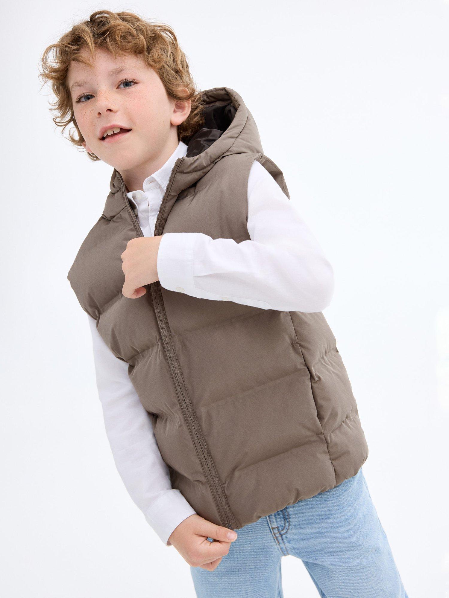 Product image 1 of 7, which shows Mango Kids' Manel Padded Gilet, Medium Brown, 5-6 years
