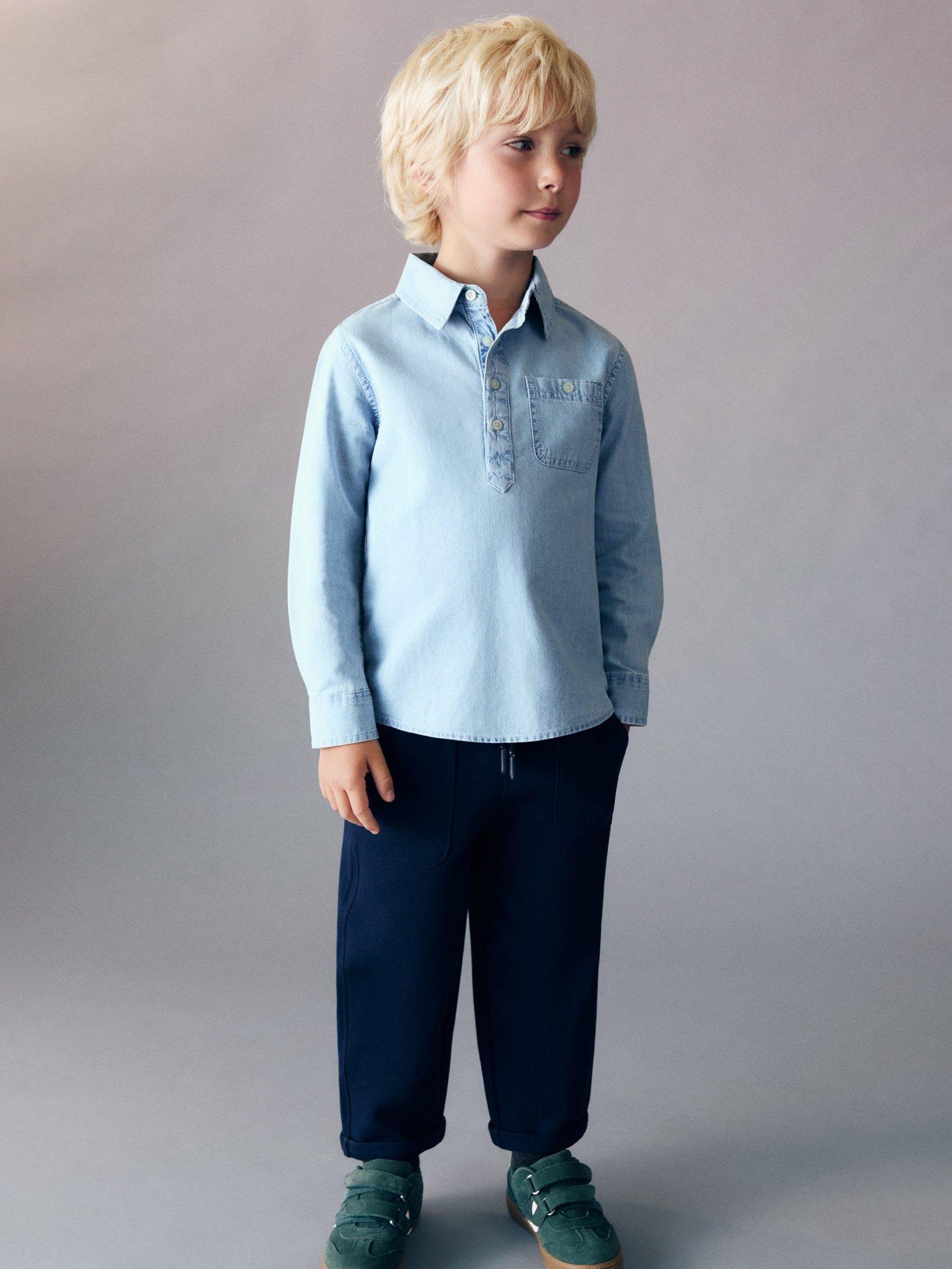 Product image 1 of 5, which shows Mango Kids' Joan Shirt, Open Blue, 9-12 months