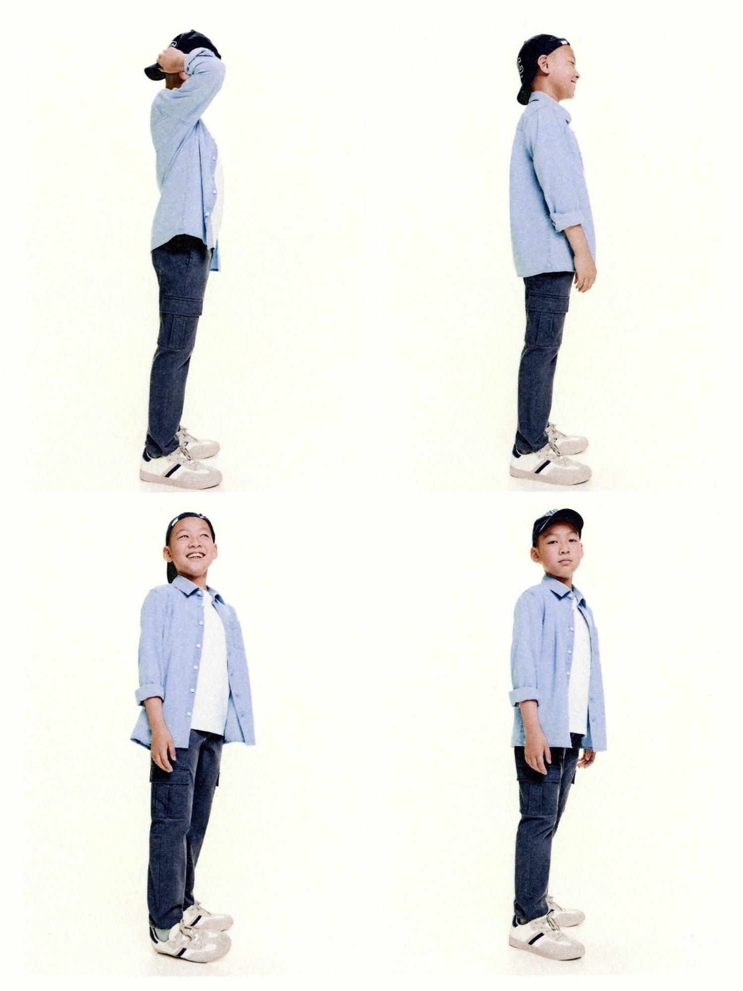 Product image 2 of 5, which shows Mango Kids' Cotton Rich Cargo Trousers, Medium Blue, 6 years