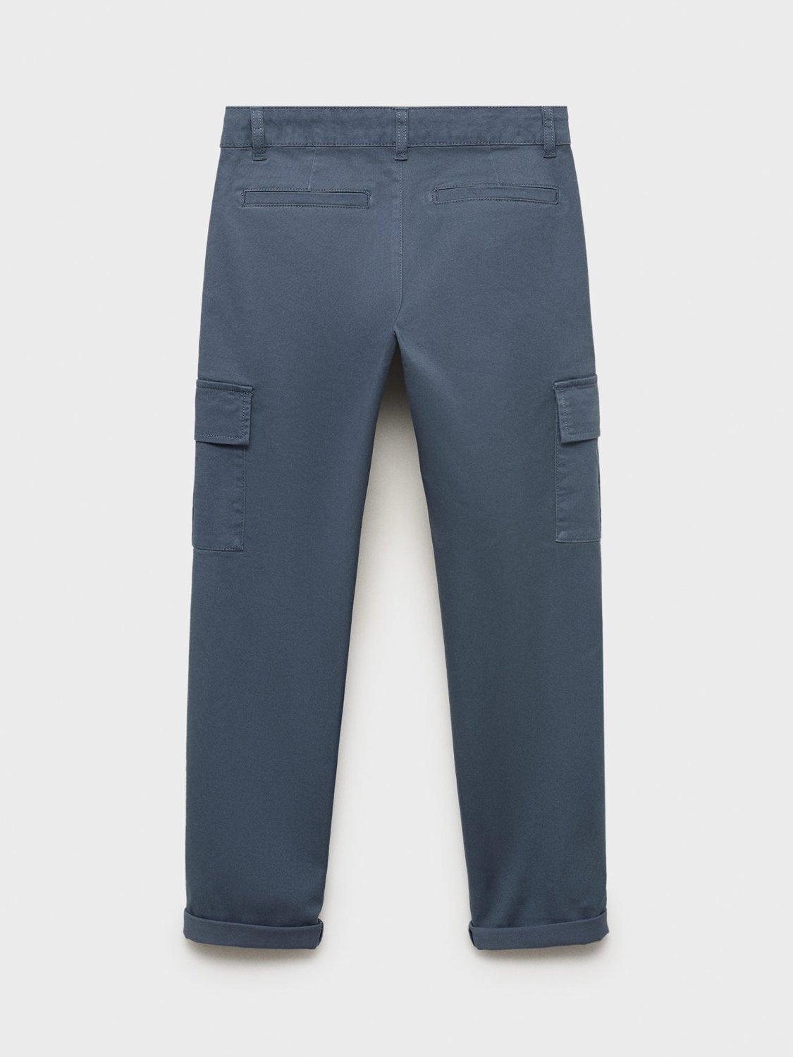 Product image 3 of 5, which shows Mango Kids' Cotton Rich Cargo Trousers, Medium Blue, 6 years
