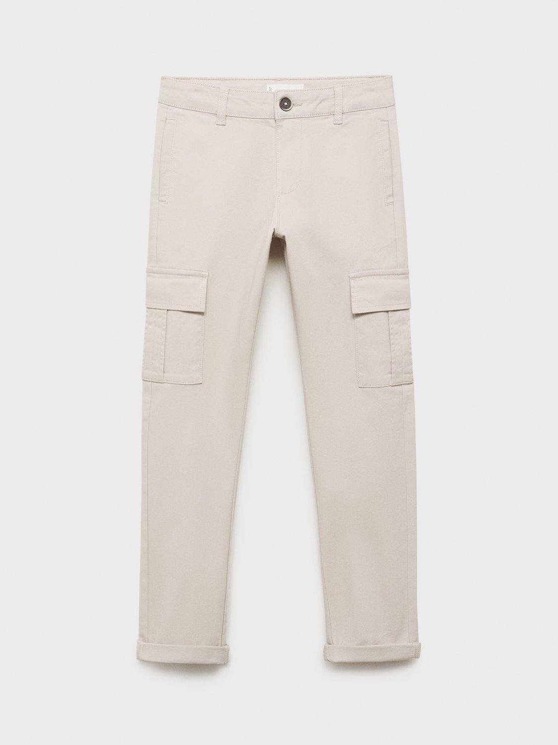 Product image 2 of 5, which shows Mango Kids' Cargo Trousers, Natural White, 10 years