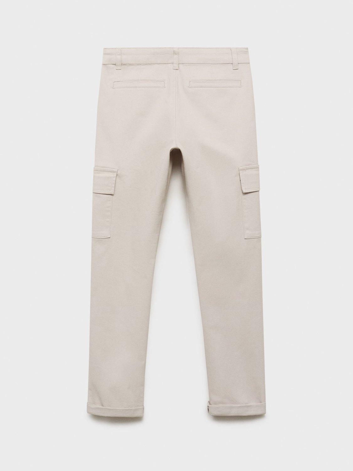 Product image 3 of 5, which shows Mango Kids' Cargo Trousers, Natural White, 10 years