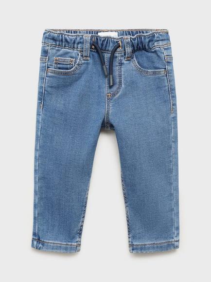 Mango Kids' Pablo Slim Drawstring Jeans, Blue