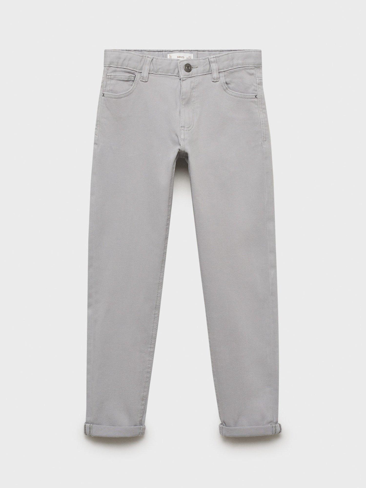 Product image 1 of 4, which shows Mango Kids' Peru Cuffed Denim Jeans, Pastel Grey, 7 years