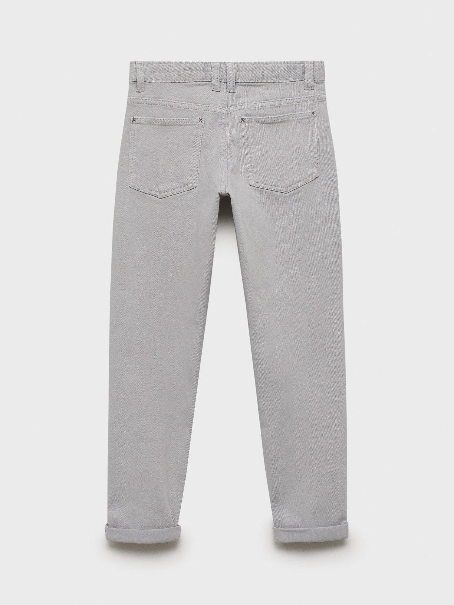 Product image 2 of 4, which shows Mango Kids' Peru Cuffed Denim Jeans, Pastel Grey, 7 years