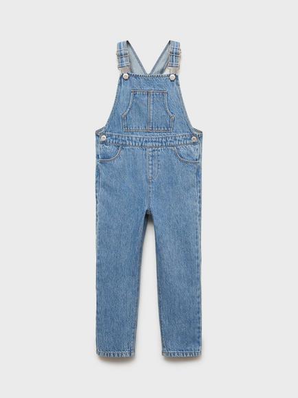 Mango Kids' Denim Dungarees, Mid Blue, Mid Blue