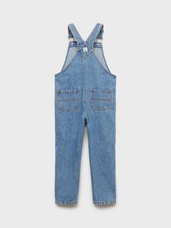 Mango Kids' Denim Dungarees, Mid Blue - view 2, Mid Blue