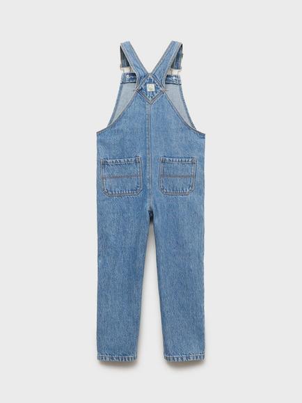 Mango Kids' Denim Dungarees, Mid Blue - view 2, Mid Blue