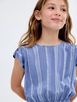 Mango Kids' Pristila Sleeveless Striped Dress, Navy - view 2, Navy