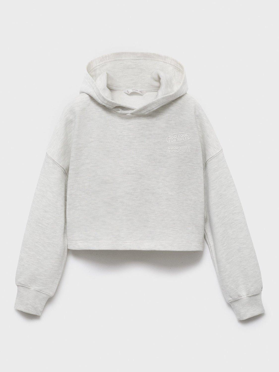 Product image 2 of 6, which shows Mango Kids' Fun Hoodie, Pastel Grey, 11-12 years