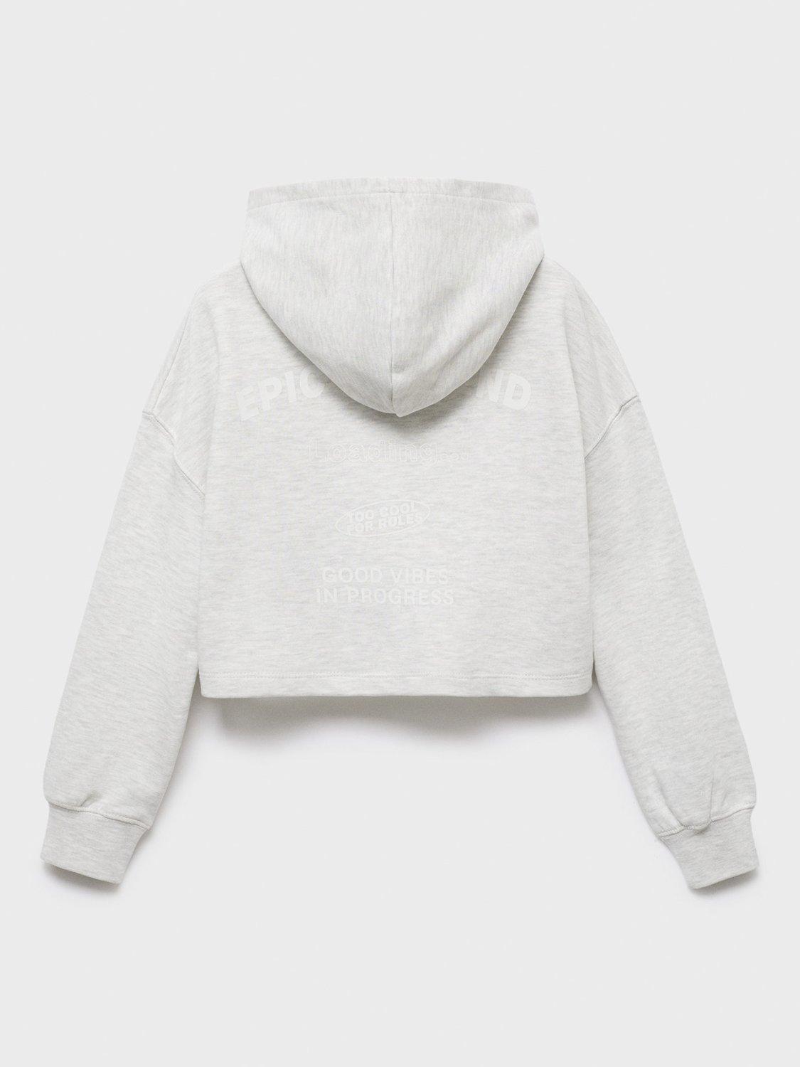 Product image 3 of 6, which shows Mango Kids' Fun Hoodie, Pastel Grey, 11-12 years