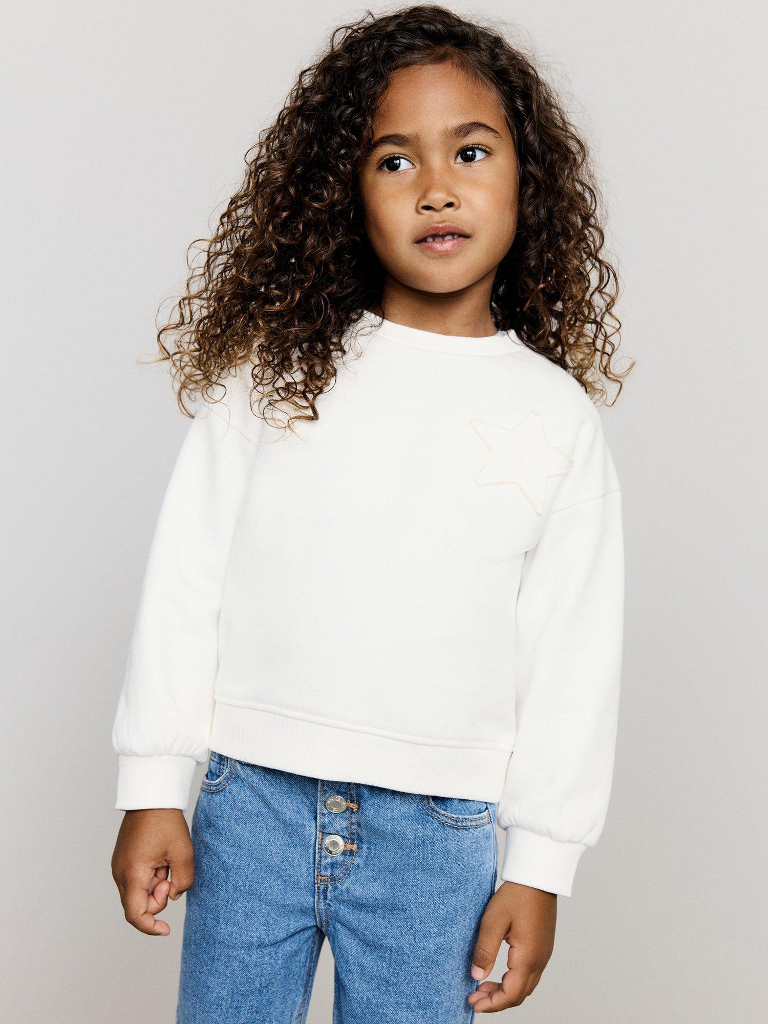Product image 1 of 5, which shows Mango Kids' Siena Cotton Sweatshirt, Natural White, 18-24 months