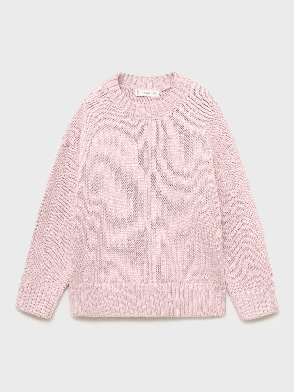 Product image 3 of 7, which shows Mango Kids' Siena Cotton Long Sleeved Jumper, Pastel Pink, 5-6 years