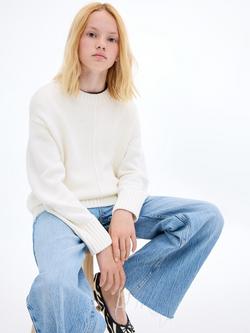 Mango Kids' Siena Cotton Long Sleeved Jumper, Natural White