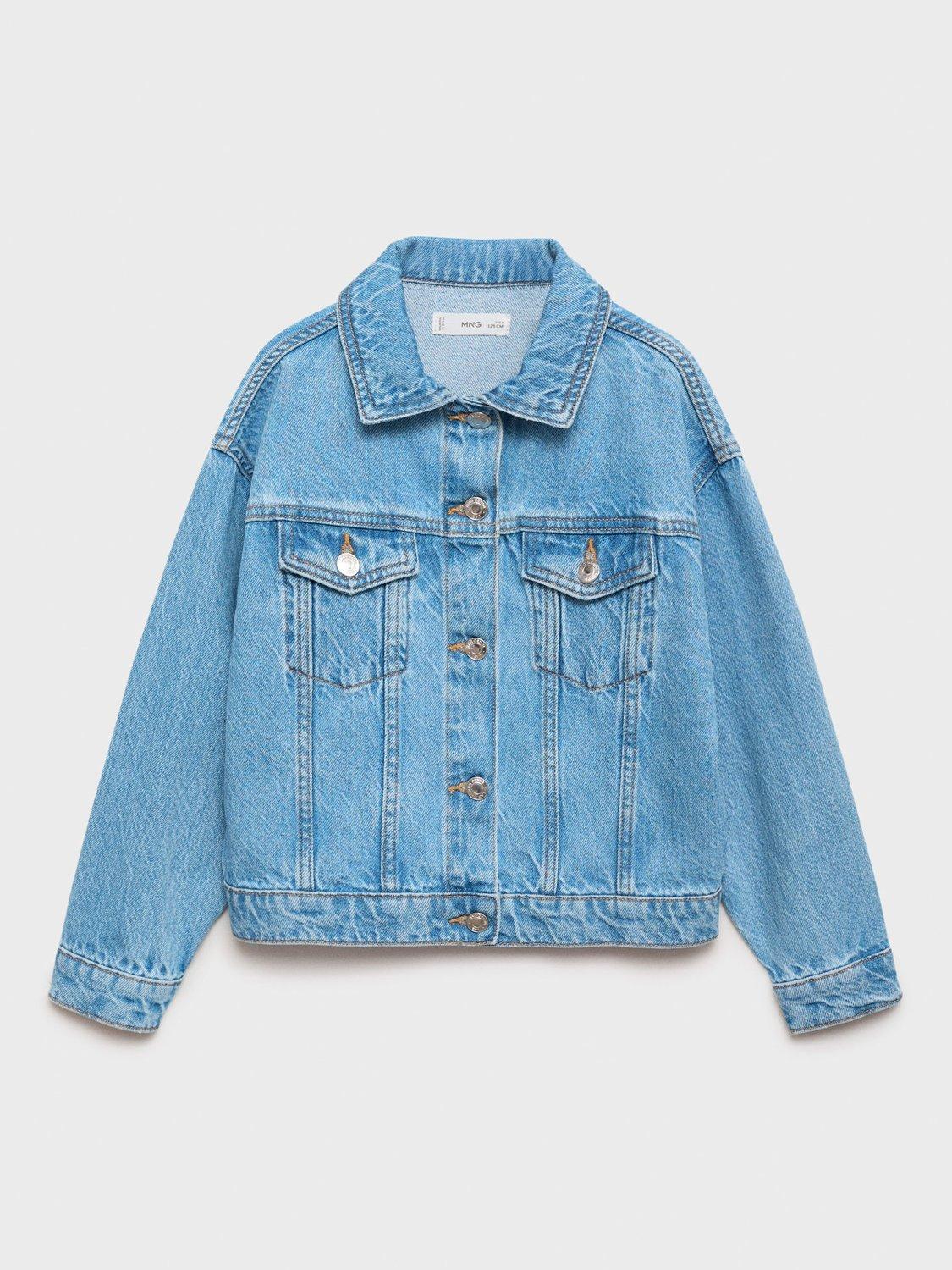 Product image 3 of 7, which shows Mango Kids' Alice Relaxed Denim Jacket, Open Blue, 10 years