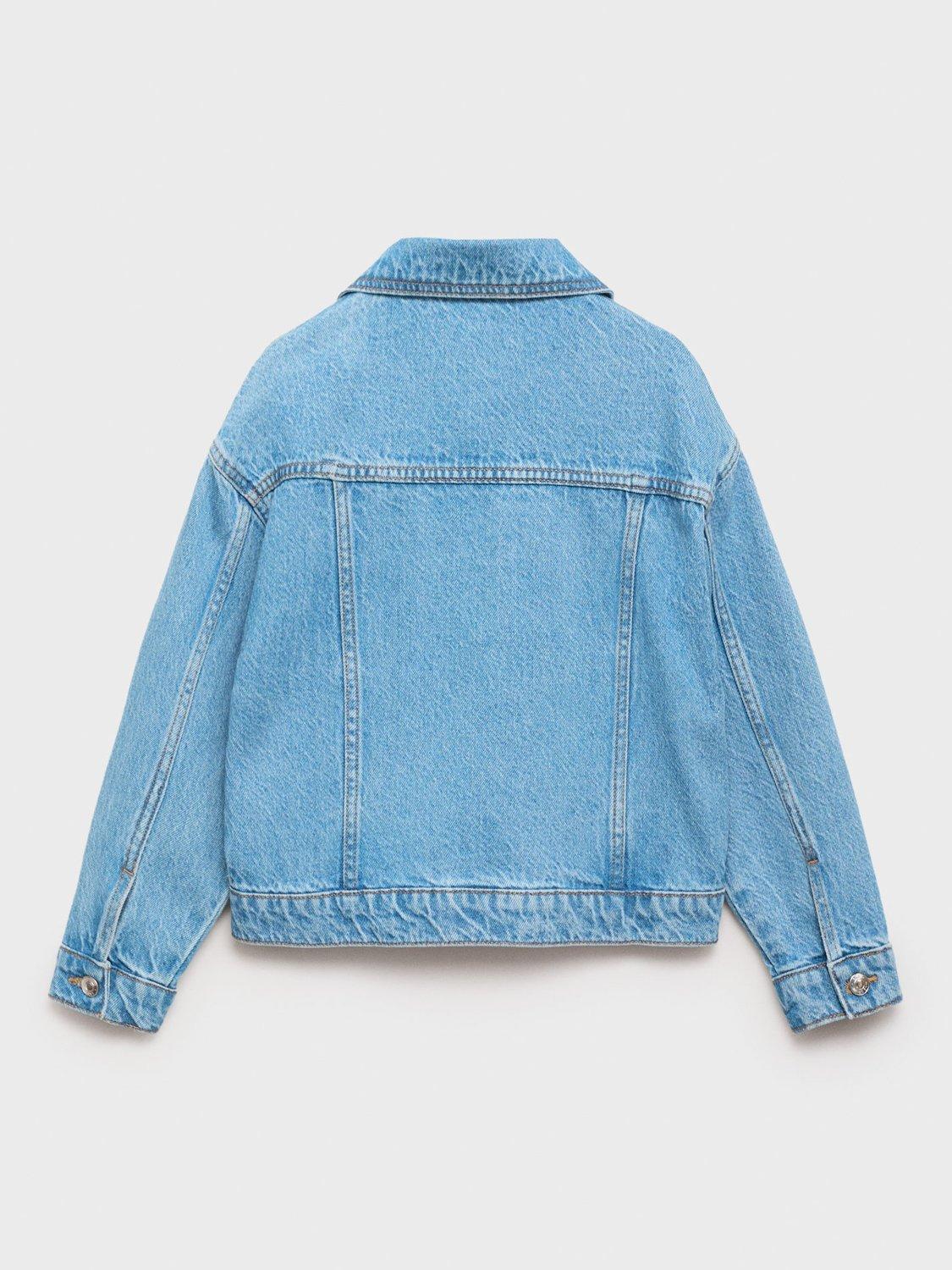 Product image 4 of 7, which shows Mango Kids' Alice Relaxed Denim Jacket, Open Blue, 10 years