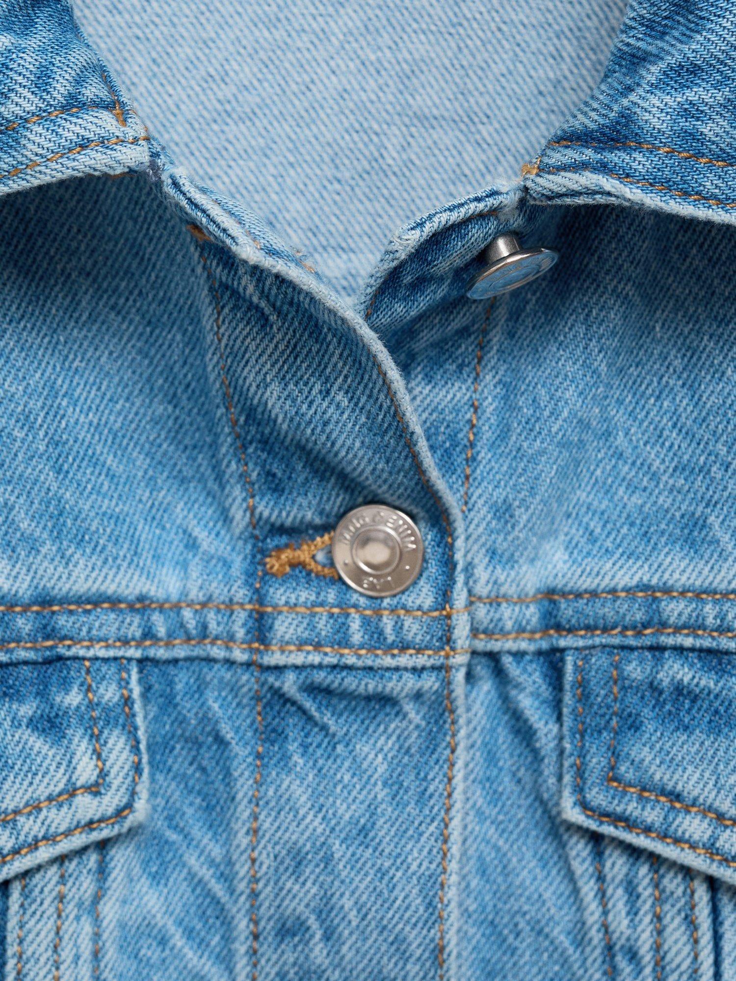 Product image 7 of 7, which shows Mango Kids' Alice Relaxed Denim Jacket, Open Blue, 10 years